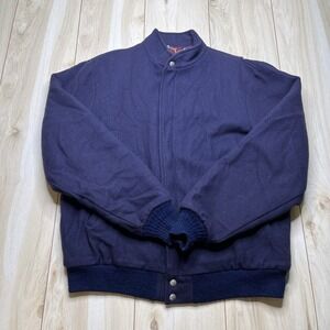 L.L.Bean Bomber Jacket Wool Men's Size Large Purple Full Zip Made In USA Vintage